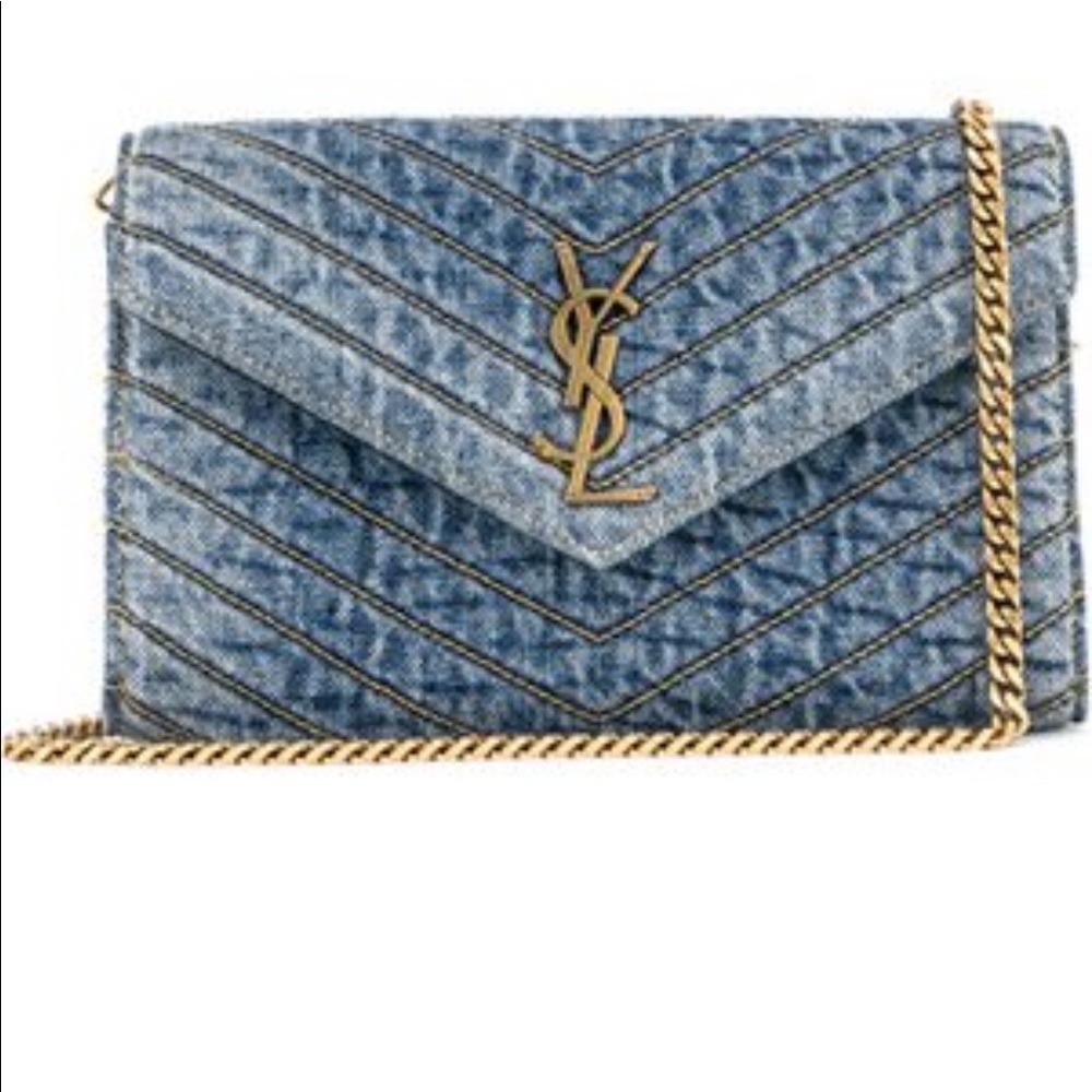 SAINT LAURENT Denim Chain Wallet